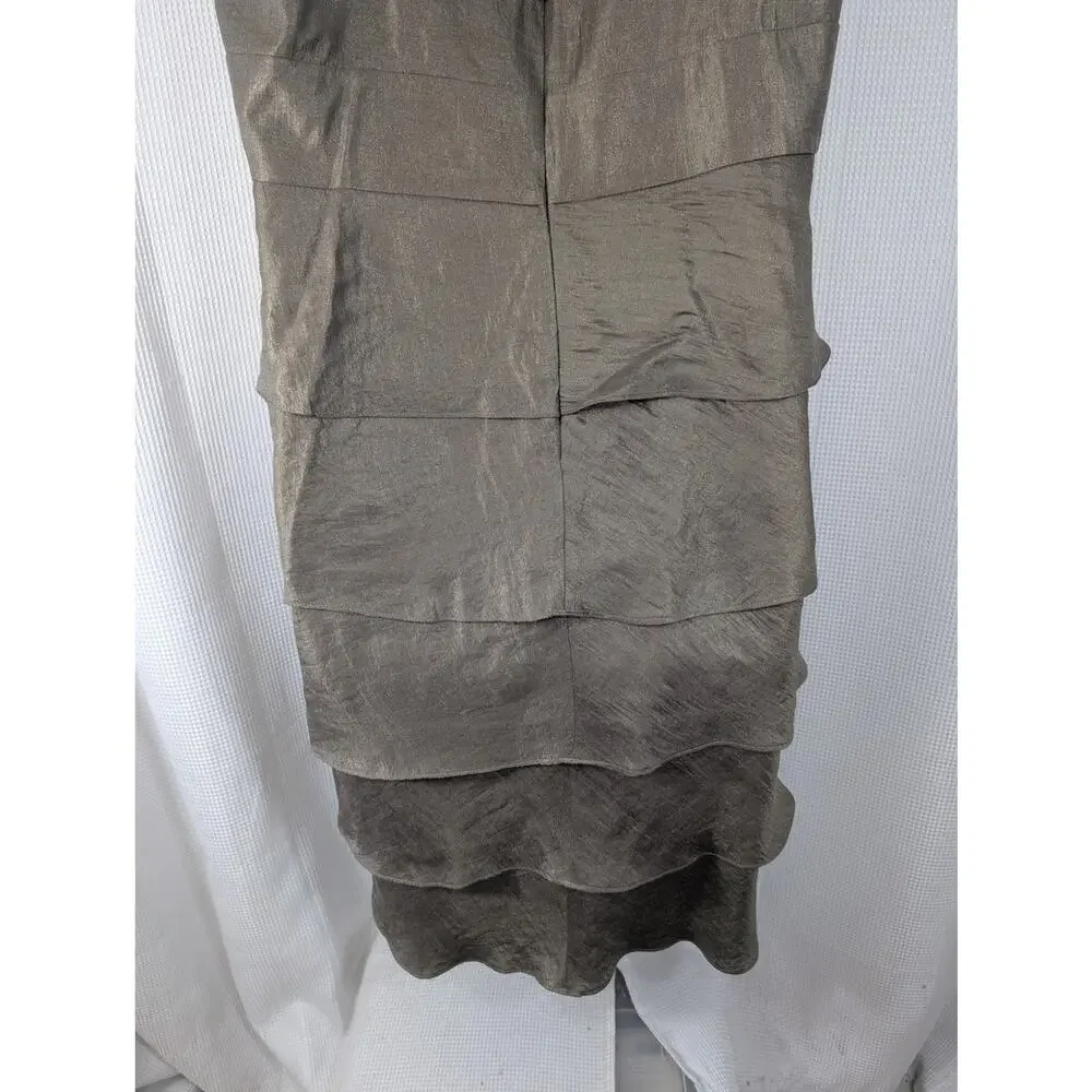 R & M RICHARDS! PALE GREEN/GRAY JEWELED/BEADED, TIERED SKIRT SHIMMERY DRESS! 18W